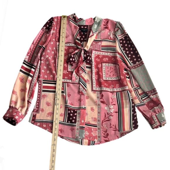 Talbots Patchwork Print Button Down Pink Cotton Long Sleeve Women’s Sz MP - Picture 4 of 6